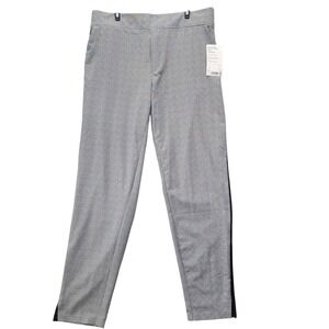 NWT Athleta Brooklyn Ankle Pants Plaid Black Side Stripe‎ Recycled Material 14T